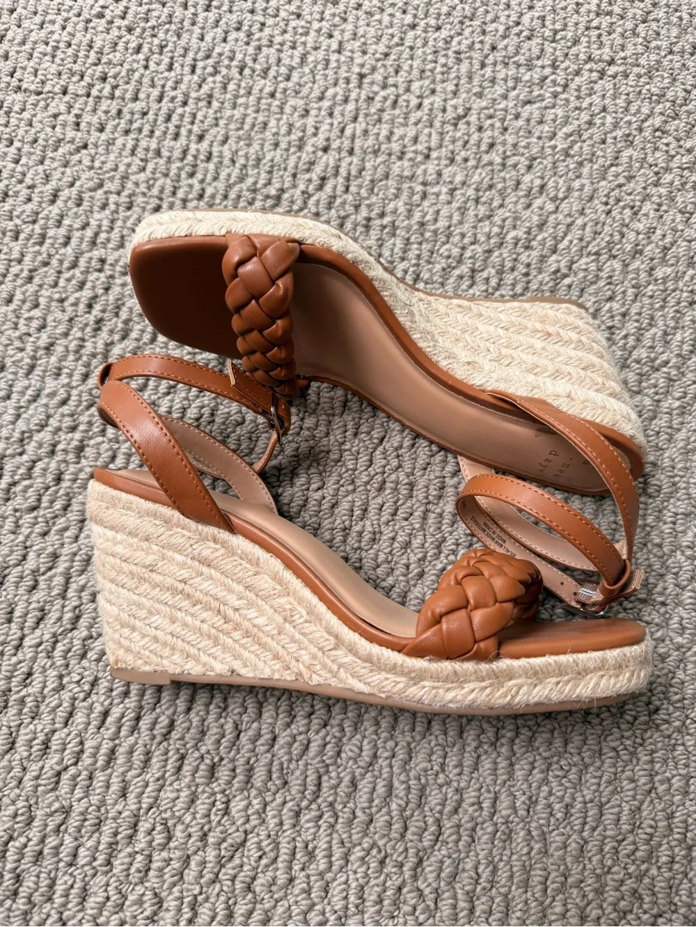 a new day Tan Braided Strap Wedge Sandals